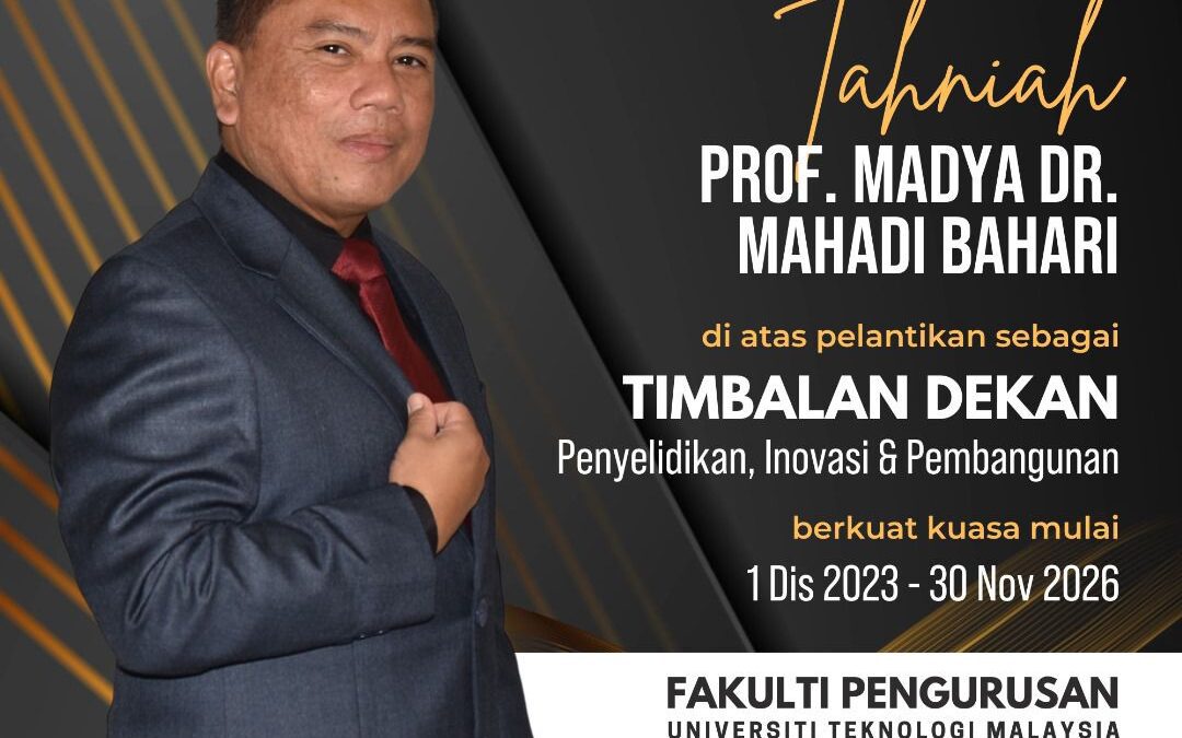 Tahniah Prof. Madya Dr. Mahadi Bahari