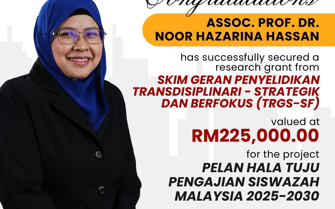 Congratulations to Associate Professor Dr. Noor Hazarina Hashim